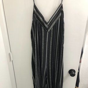 Black and White Lightweight Wide Leg Jumpsuit